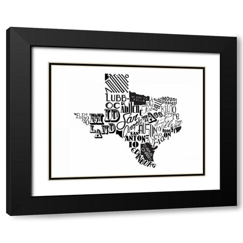 Texas Black Black Modern Wood Framed Art Print with Double Matting by Grey, Jace