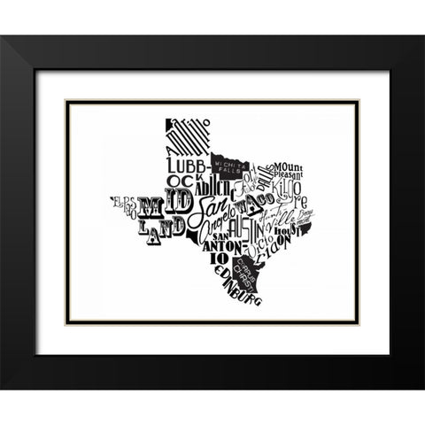 Texas Black Black Modern Wood Framed Art Print with Double Matting by Grey, Jace
