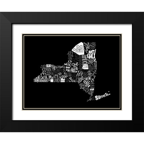 NY 3 Black Modern Wood Framed Art Print with Double Matting by Grey, Jace