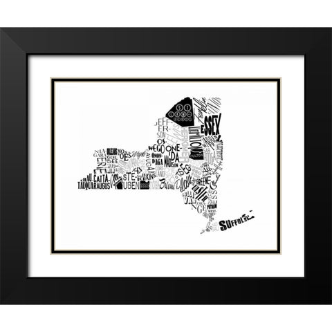 NY Black Modern Wood Framed Art Print with Double Matting by Grey, Jace