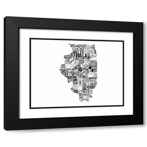 Illinois Black Modern Wood Framed Art Print with Double Matting by Grey, Jace