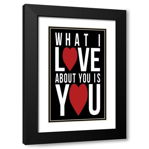 Love You Black Modern Wood Framed Art Print with Double Matting by Grey, Jace