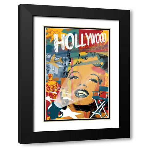 Marilyn Hollywood Black Modern Wood Framed Art Print with Double Matting by Grey, Jace