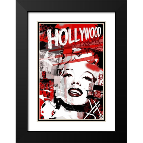 Marilyn Red Hollywood Black Modern Wood Framed Art Print with Double Matting by Grey, Jace
