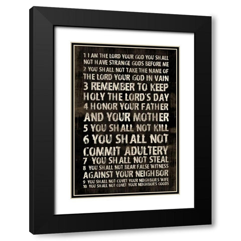 Full 10 Commandments Black Modern Wood Framed Art Print with Double Matting by Grey, Jace