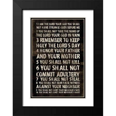Full 10 Commandments Black Modern Wood Framed Art Print with Double Matting by Grey, Jace