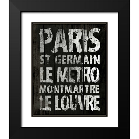 Paris Black Modern Wood Framed Art Print with Double Matting by Grey, Jace