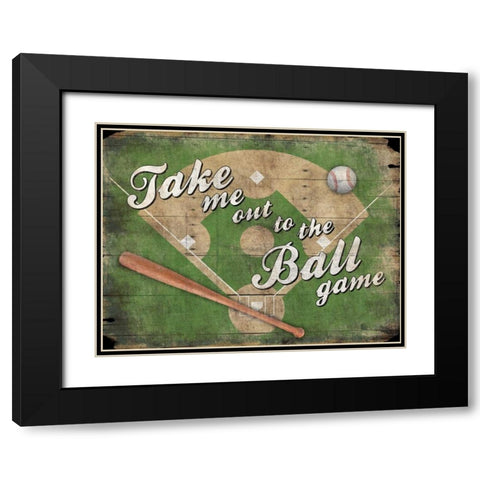 Baseball Black Modern Wood Framed Art Print with Double Matting by Grey, Jace