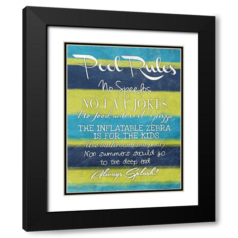 Pool Rules Black Modern Wood Framed Art Print with Double Matting by Grey, Jace