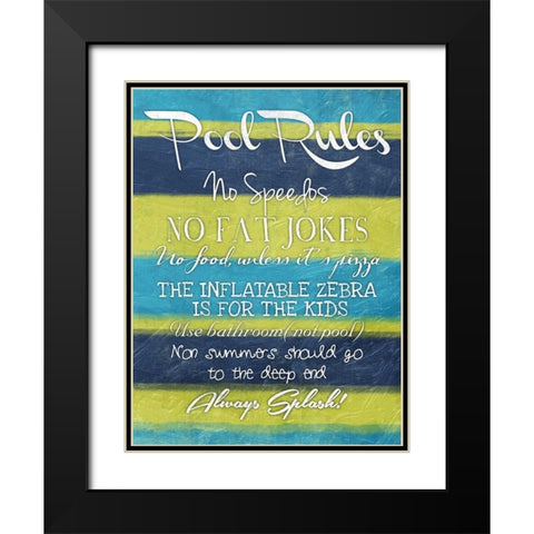 Pool Rules Black Modern Wood Framed Art Print with Double Matting by Grey, Jace
