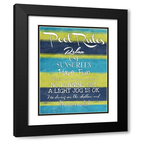 Pool Rules Mate Black Modern Wood Framed Art Print with Double Matting by Grey, Jace