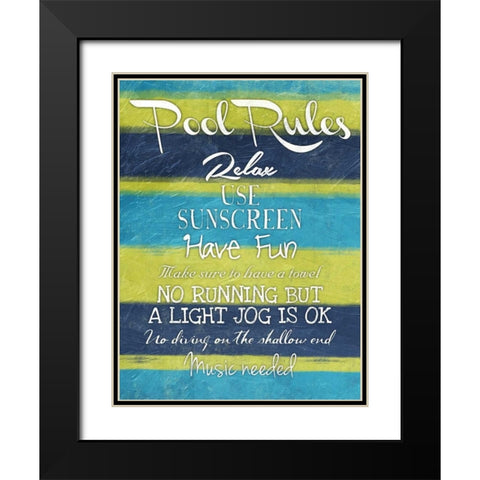 Pool Rules Mate Black Modern Wood Framed Art Print with Double Matting by Grey, Jace