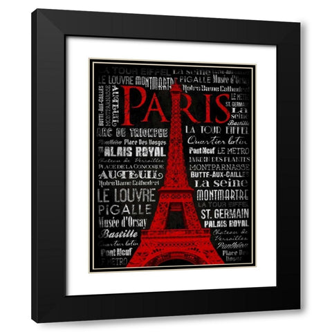 Paris Type RED Black Modern Wood Framed Art Print with Double Matting by Grey, Jace