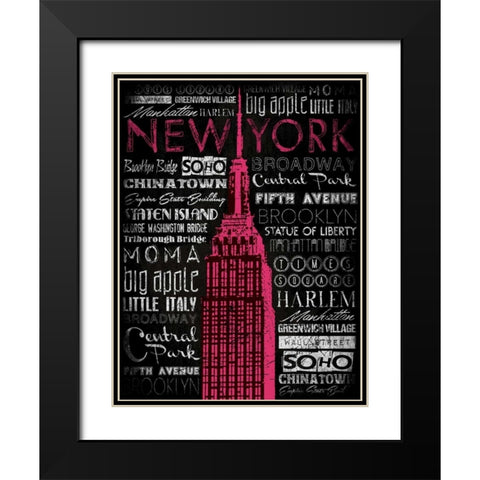 NY Type Black Modern Wood Framed Art Print with Double Matting by Grey, Jace