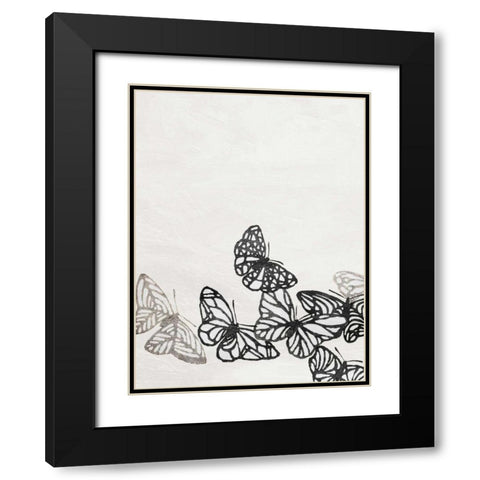 Butterflies Black Modern Wood Framed Art Print with Double Matting by Grey, Jace