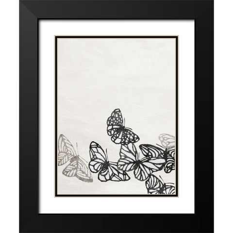 Butterflies Black Modern Wood Framed Art Print with Double Matting by Grey, Jace