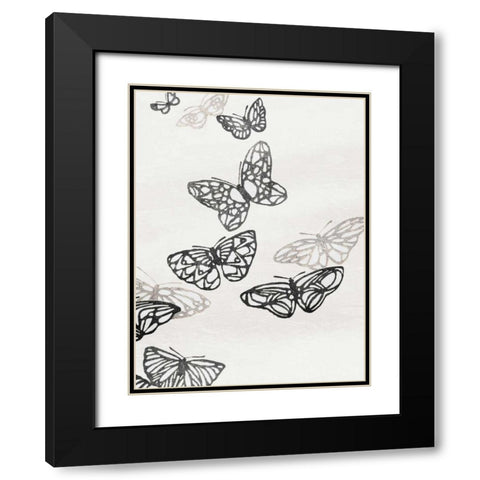 Butterflies Mate Black Modern Wood Framed Art Print with Double Matting by Grey, Jace