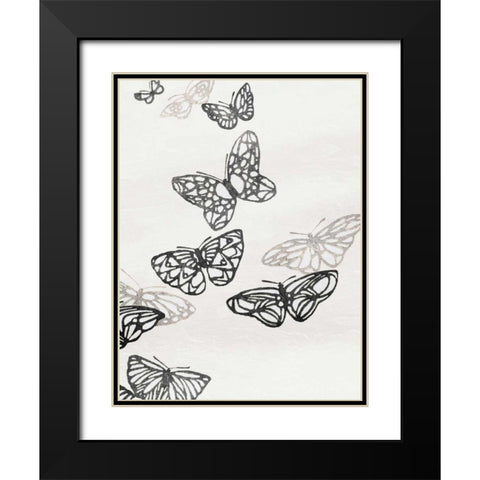 Butterflies Mate Black Modern Wood Framed Art Print with Double Matting by Grey, Jace