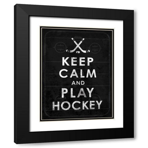 Keep calm Hockey 2 Black Modern Wood Framed Art Print with Double Matting by Grey, Jace