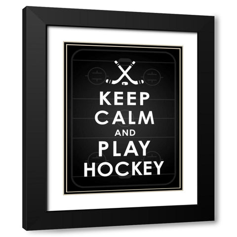 Keep calm hockey Black Modern Wood Framed Art Print with Double Matting by Grey, Jace
