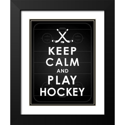 Keep calm hockey Black Modern Wood Framed Art Print with Double Matting by Grey, Jace
