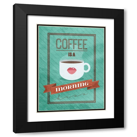 Coffee kiss Black Modern Wood Framed Art Print with Double Matting by Grey, Jace