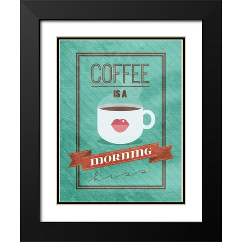 Coffee kiss Black Modern Wood Framed Art Print with Double Matting by Grey, Jace