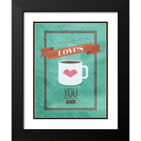 Coffee Loves Black Modern Wood Framed Art Print with Double Matting by Grey, Jace
