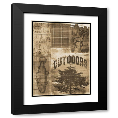 Lodge Quilt Sepia Black Modern Wood Framed Art Print with Double Matting by Grey, Jace