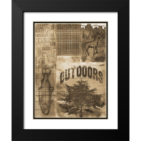 Lodge Quilt Sepia Black Modern Wood Framed Art Print with Double Matting by Grey, Jace
