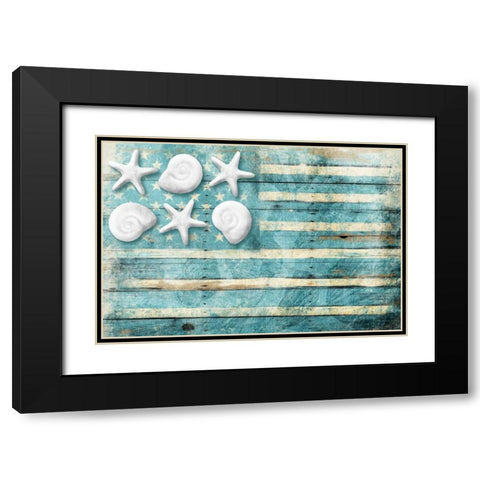 Coastal American Flag Black Modern Wood Framed Art Print with Double Matting by Grey, Jace