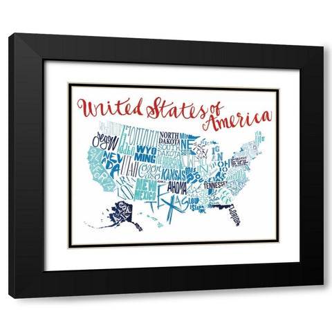 Fun United States Black Modern Wood Framed Art Print with Double Matting by Grey, Jace