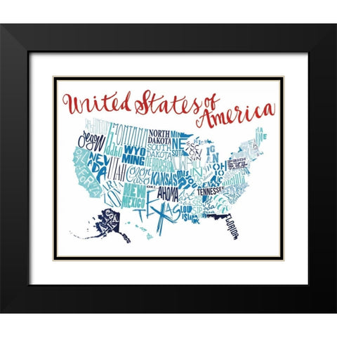 Fun United States Black Modern Wood Framed Art Print with Double Matting by Grey, Jace