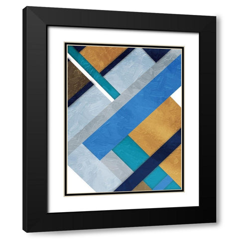 Stipe Overlay Mate Blue Black Modern Wood Framed Art Print with Double Matting by Grey, Jace