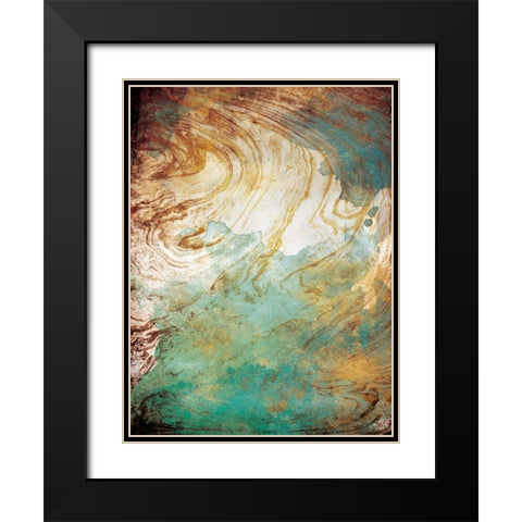 Golden Sea Marble Black Modern Wood Framed Art Print with Double Matting by Grey, Jace