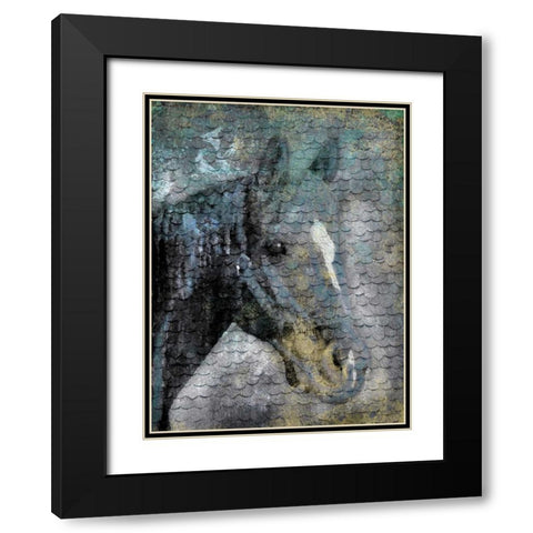 Blue Horse Scales Black Modern Wood Framed Art Print with Double Matting by Grey, Jace
