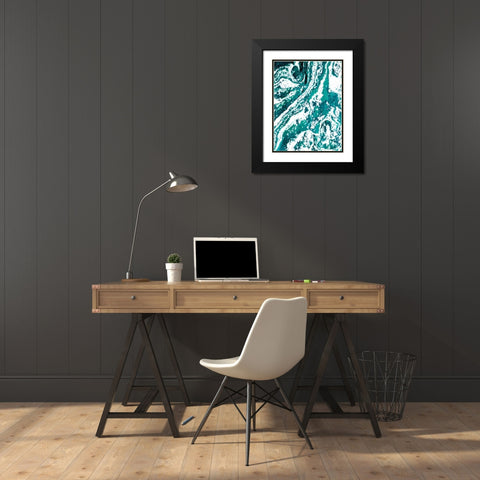 Iron Aqua Black Modern Wood Framed Art Print with Double Matting by Grey, Jace