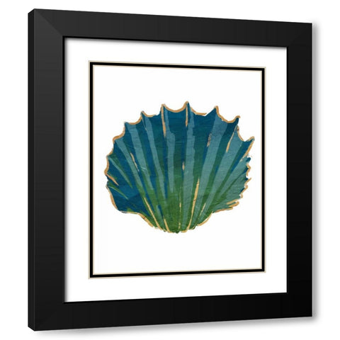 Gold Trim Sea Green Shells Black Modern Wood Framed Art Print with Double Matting by Grey, Jace
