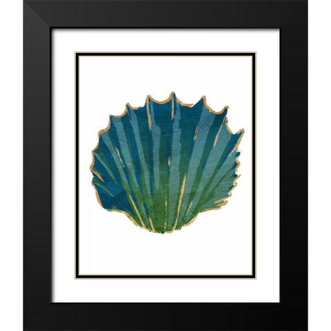 Gold Trim Sea Green Shells Black Modern Wood Framed Art Print with Double Matting by Grey, Jace