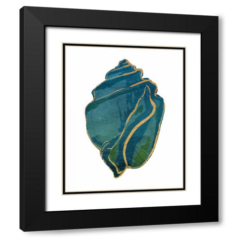 Gold Trim Sea Green Shells Mate Black Modern Wood Framed Art Print with Double Matting by Grey, Jace