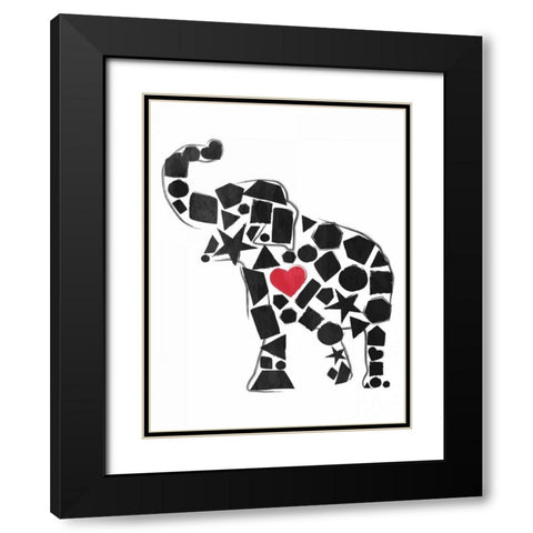 Elephant Shapes Black Modern Wood Framed Art Print with Double Matting by Grey, Jace