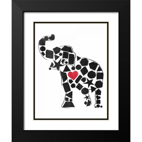 Elephant Shapes Black Modern Wood Framed Art Print with Double Matting by Grey, Jace