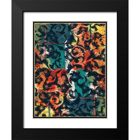 Coastal Floral Patch Black Modern Wood Framed Art Print with Double Matting by Grey, Jace