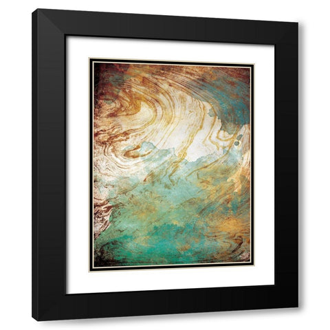 Golden Sea Marble Black Modern Wood Framed Art Print with Double Matting by Grey, Jace