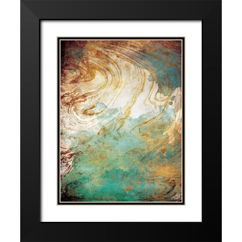 Golden Sea Marble Black Modern Wood Framed Art Print with Double Matting by Grey, Jace