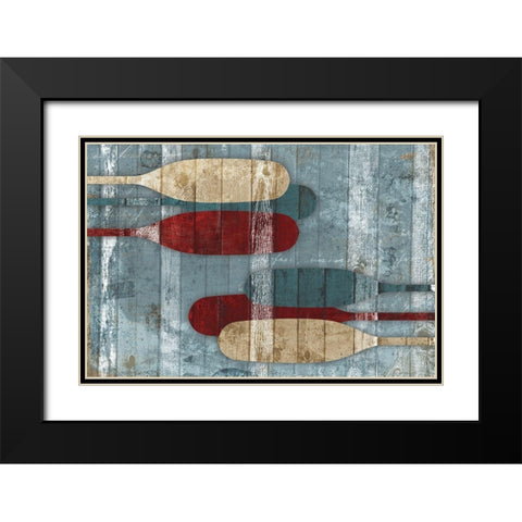 Wooden Oars Black Modern Wood Framed Art Print with Double Matting by Grey, Jace