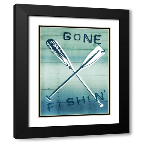 Gone Fishin Black Modern Wood Framed Art Print with Double Matting by Grey, Jace