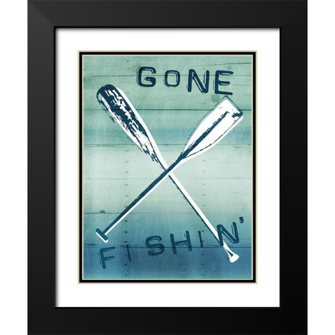 Gone Fishin Black Modern Wood Framed Art Print with Double Matting by Grey, Jace