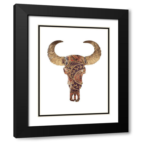 Colorful Skull Black Modern Wood Framed Art Print with Double Matting by Grey, Jace