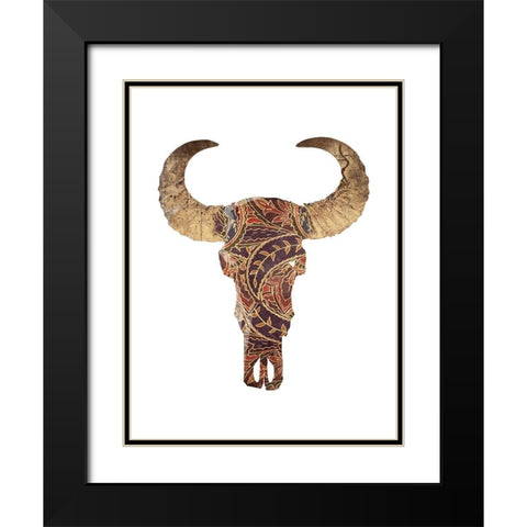 Colorful Skull Black Modern Wood Framed Art Print with Double Matting by Grey, Jace